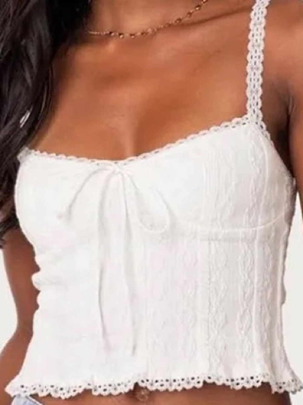 EDIKTED LACEY KNIT TANK TOP